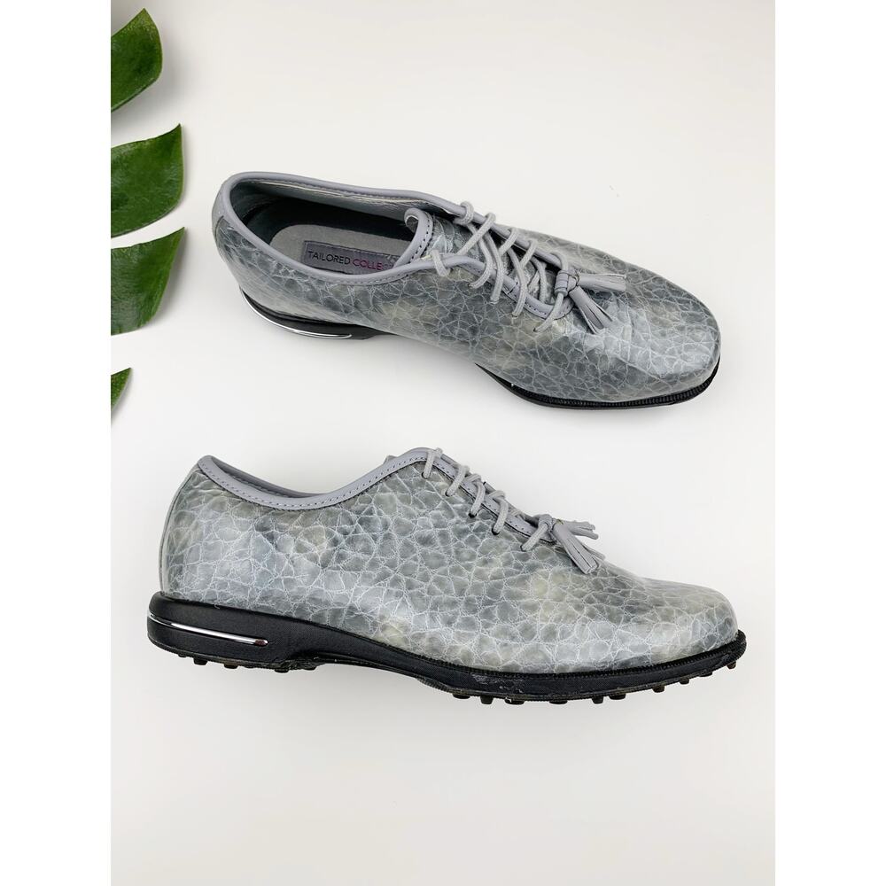 FootJoy Tailored Collection Golf Shoes Textured Gray Leather Spikeless Women's 6